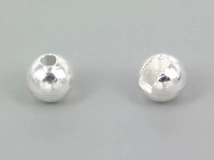 Tungsten beads slotted - SILVER - 10 pc.