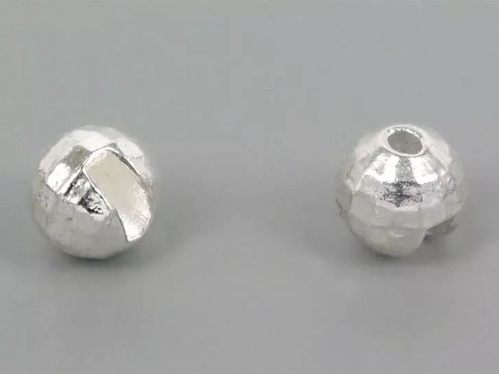 Tungsten beads faced - SILVER - 10 pc.
