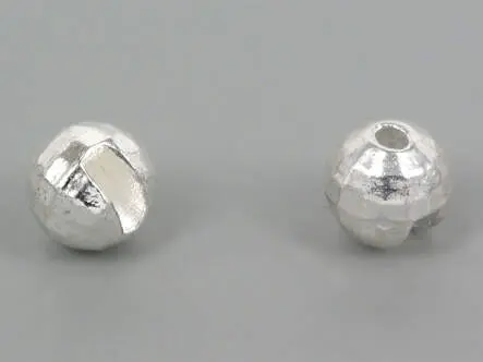 Tungsten beads faced - SILVER - 10 pc.