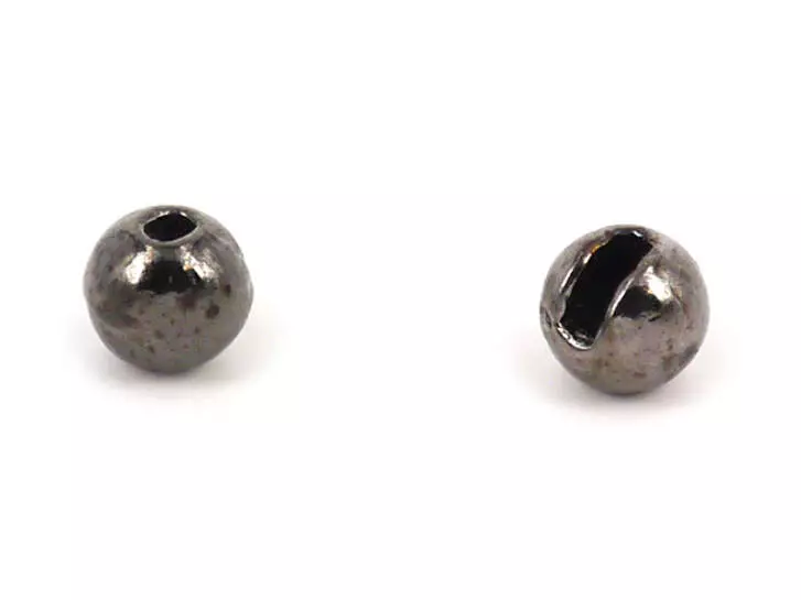 Tungsten beads slotted - BLACK NICKEL - 100 pc.
