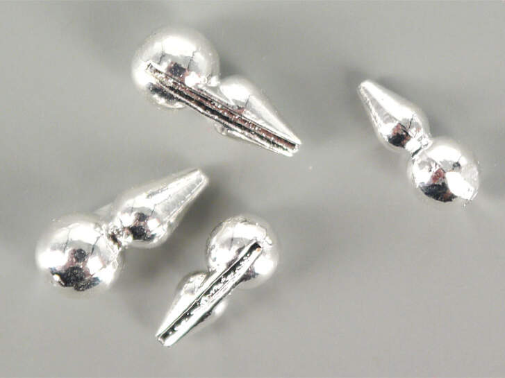 Tungsten bodies plus bead - SILVER - 10 pc.