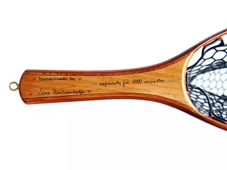 Wooden landing net EXCELLENCE PROTECT - handmade in Italy - dark