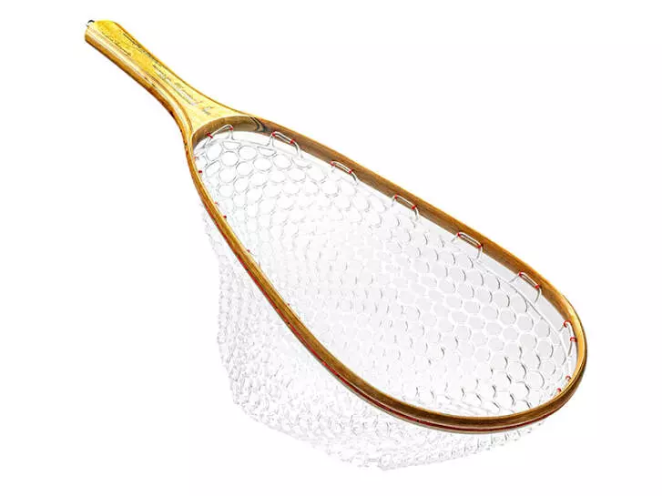 Wooden landing net EXCELLENCE GHOST PROTECT - handmade in Italy - clear