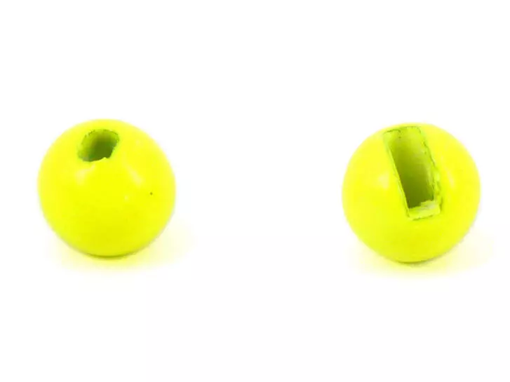 Tungsten beads slotted - FLUO YELLOW - 100 pc.