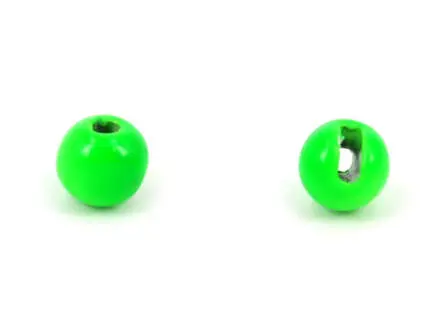 Tungsten beads slotted - FLUO GREEN - 100 pc.