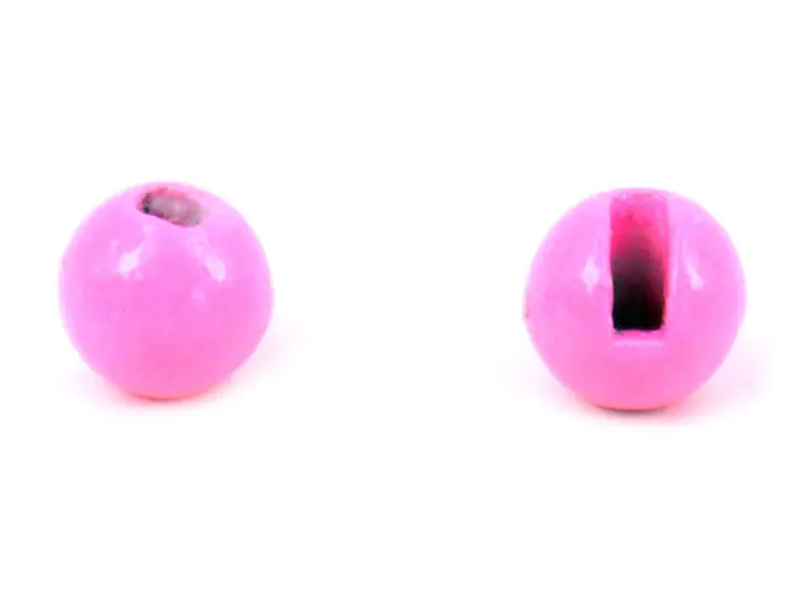 Tungsten beads slotted - FLUO PINK - 10 pc.