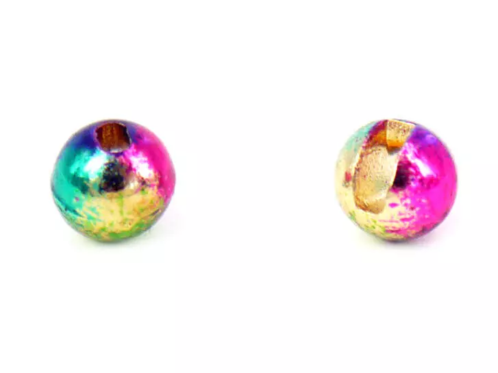 Tungsten beads slotted - RAINBOW - 10 pc.