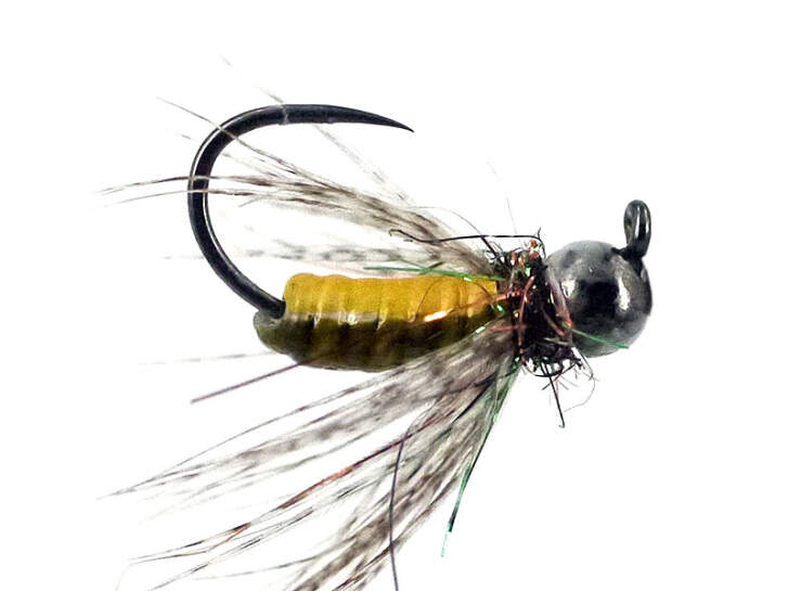 FC Hackled Jig Yellow Olive BL TG