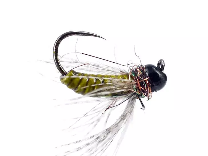FC Hackled Jig Olive Black Spotted BL TG