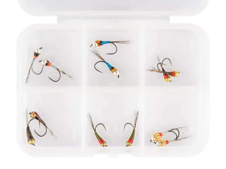 Flies selection hotfly PERDIGONS LTD - 12 barbless flies with box