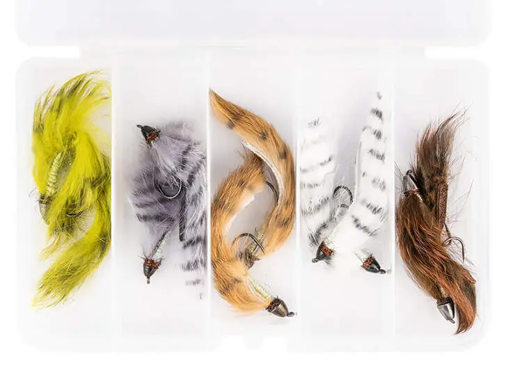 Flies selection hotfly CONEHEAD STREAMER - 10 barbless flies with box