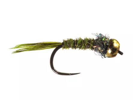 Tiny Olive Pheasant Nymph Brass Bead BL