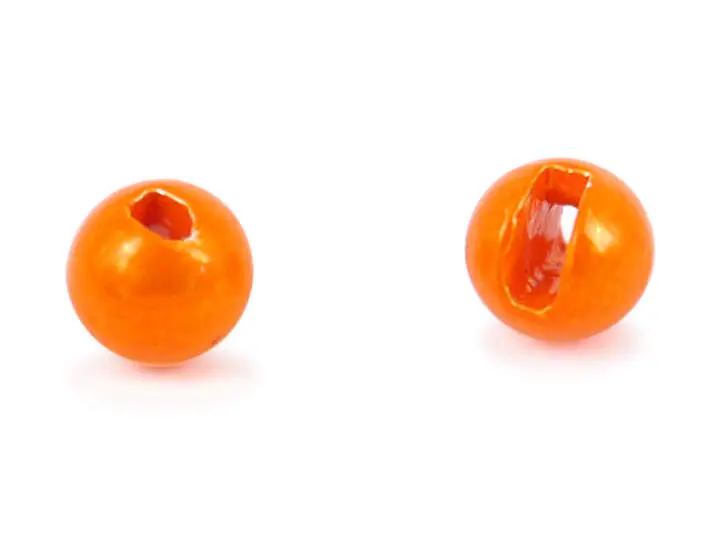 Tungsten beads slotted - METALLIC ORANGE - 100 pc. - 2,5 mm