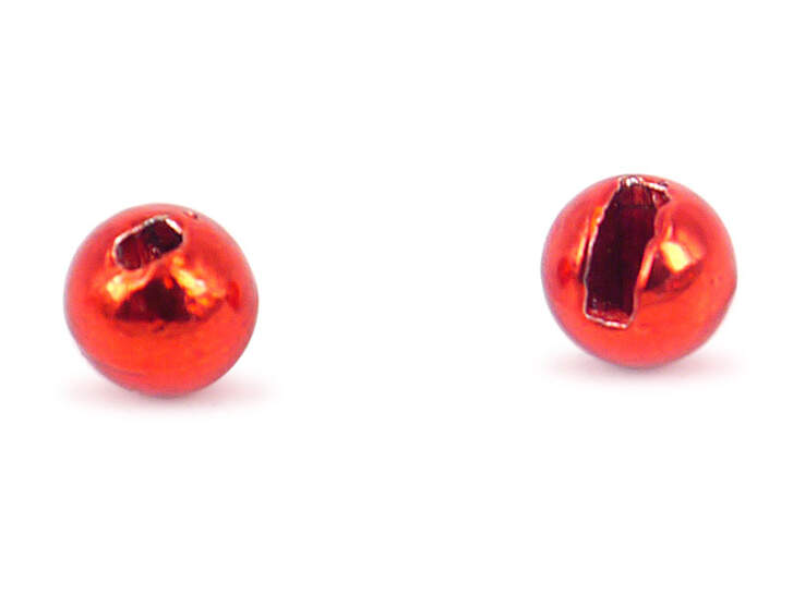 Tungsten beads slotted - METALLIC RED - 10 pc.