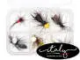 Flies selection hotfly DRY LARGE SUPERFLOAT MADE IN ITALY V1 - 6 barbless flies with box
