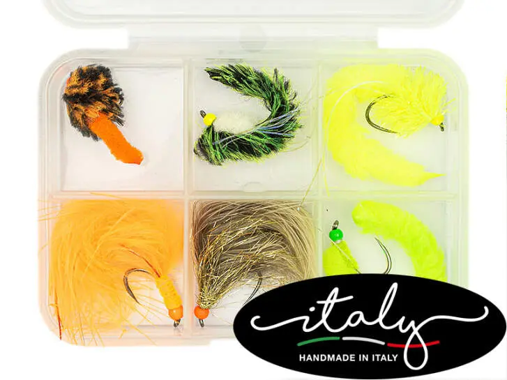 Flies selection hotfly LAKE PREMIERE V1 - 6 barbless flies with box