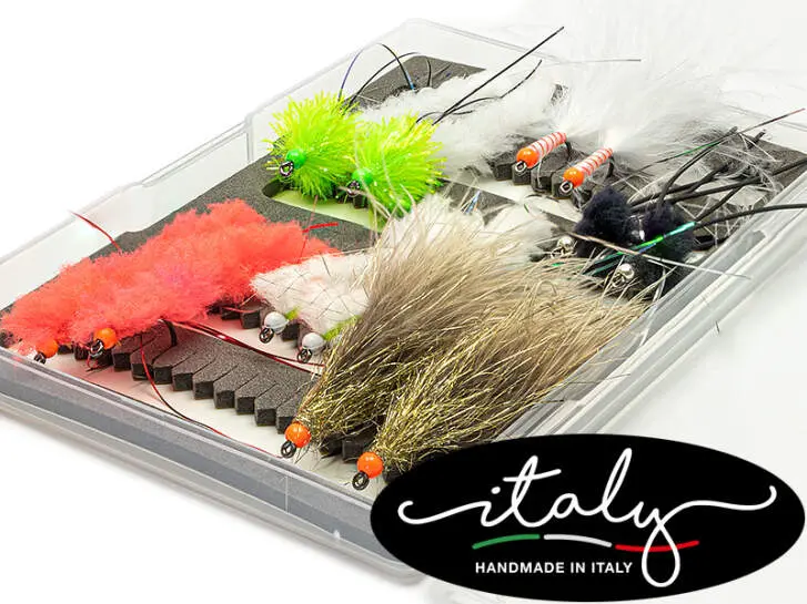 Flies selection hotfly LAKE ESSENTIAL V1 - 12 barbless flies with box