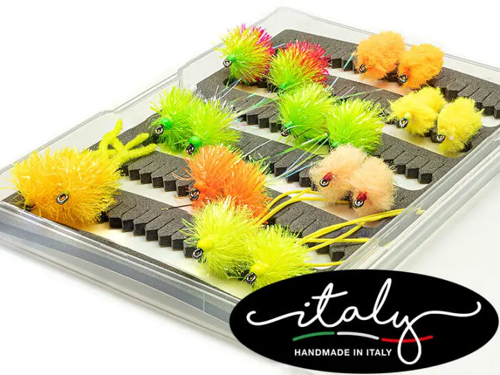 Flies selection hotfly LAKE PLUS V2 - 18 barbless flies with box