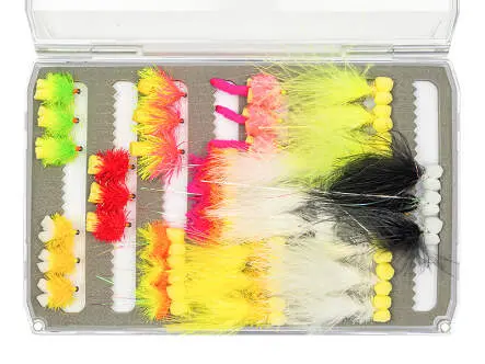 Flies selection hotfly LAKE EVOLUTION V3 - 36 barbless flies with box