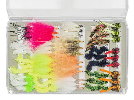 Flies selection hotfly LAKE COMPLETE V1 - 54 barbless flies with box