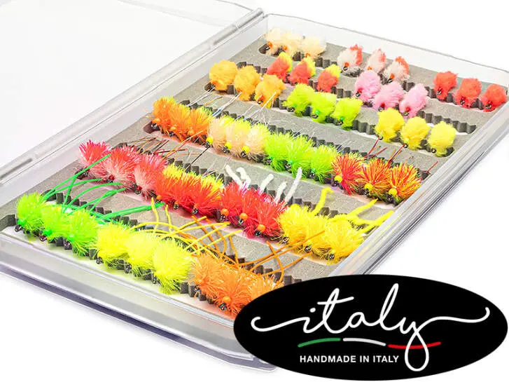 Flies selection hotfly LAKE COMPLETE V2 - 57 barbless flies with box