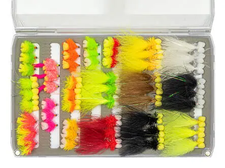 Flies selection hotfly LAKE COMPLETE V3 - 54 barbless flies with box