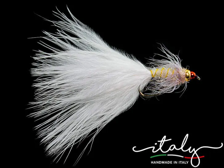 White Heavy TG Marabou Leech Evo
