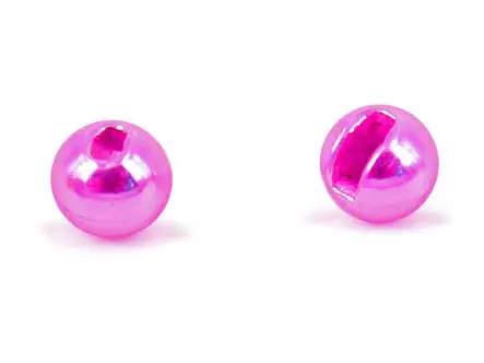 Tungsten beads slotted - METALLIC DARK PINK - 10 pc.