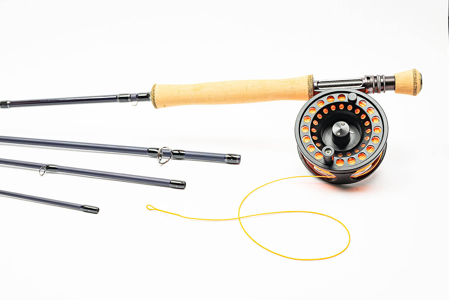 Fly fishing complete set Fly rod Fly reel Fly line Backing Froller Froll cast mounted 